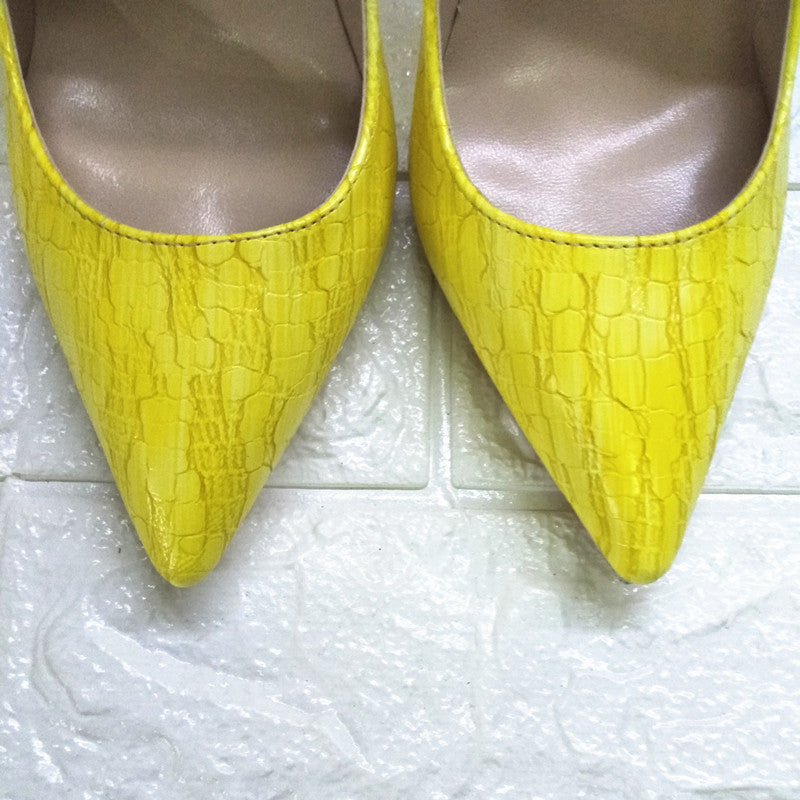 High-heels with Yellow Pattern Fashion Women Party Shoes yy05