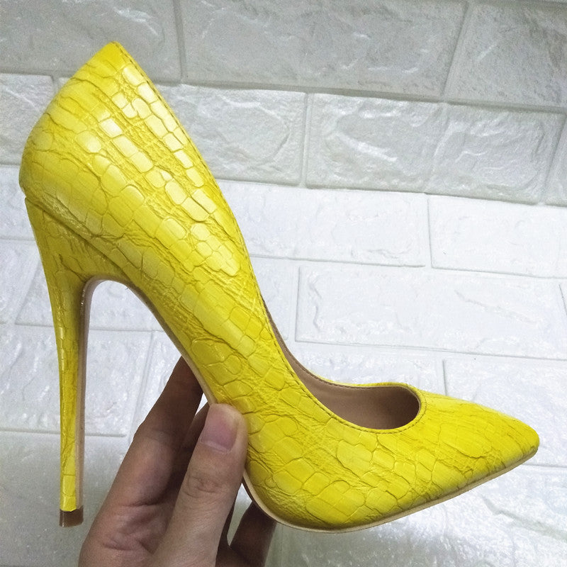 High-heels with Yellow Pattern Fashion Women Party Shoes yy05