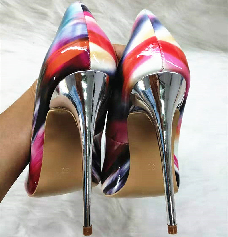 High-heels with Colorful Patterns Fashion Women Party Shoes yy07