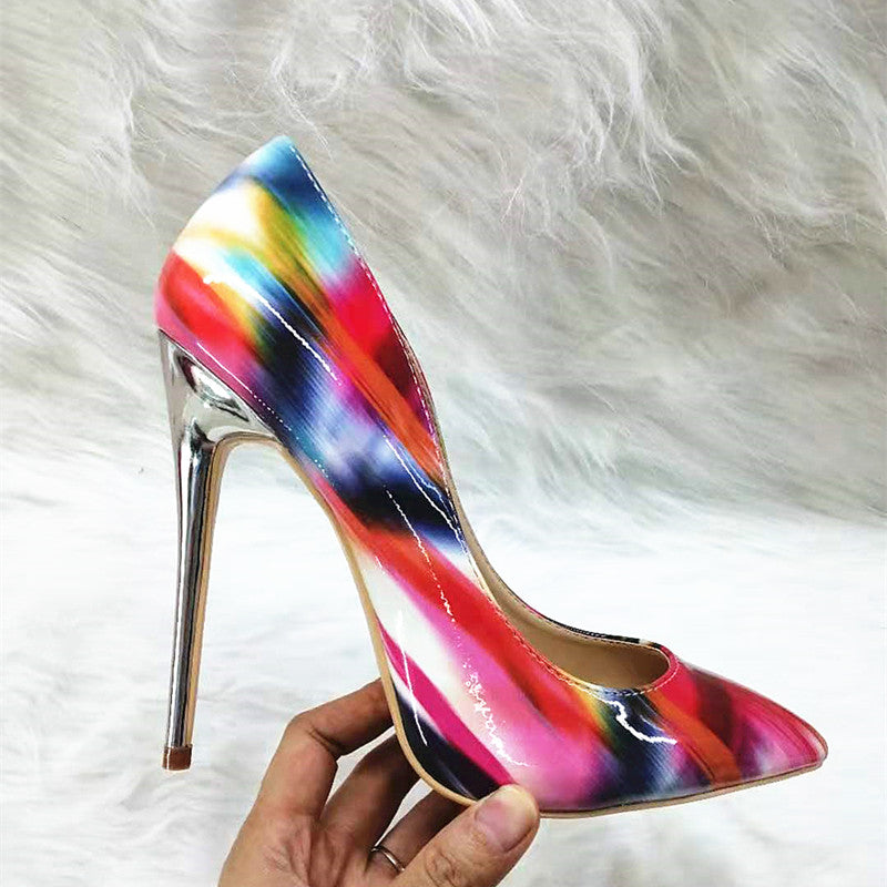 High-heels with Colorful Patterns Fashion Women Party Shoes yy07