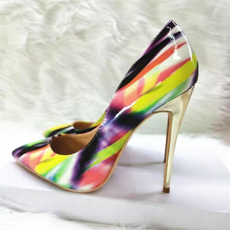 High-heels with Colorful Patterns Fashion Women Party Shoes yy08